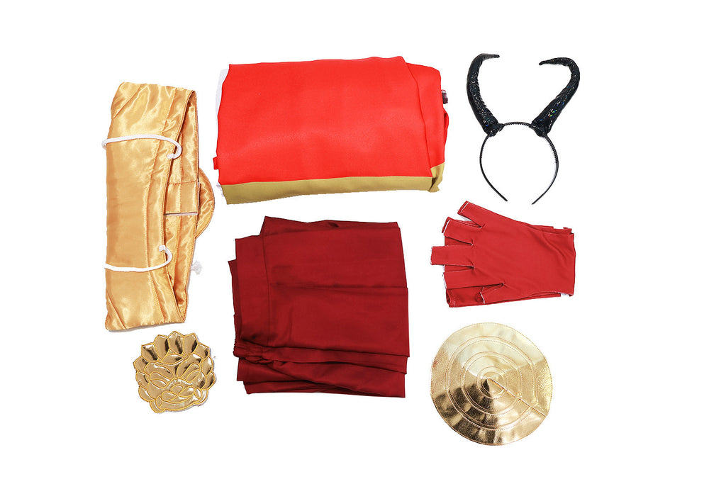Men's TenSura Movie Benimaru Costume Red Tunic Skirt Suit for Cosplay Themed Party