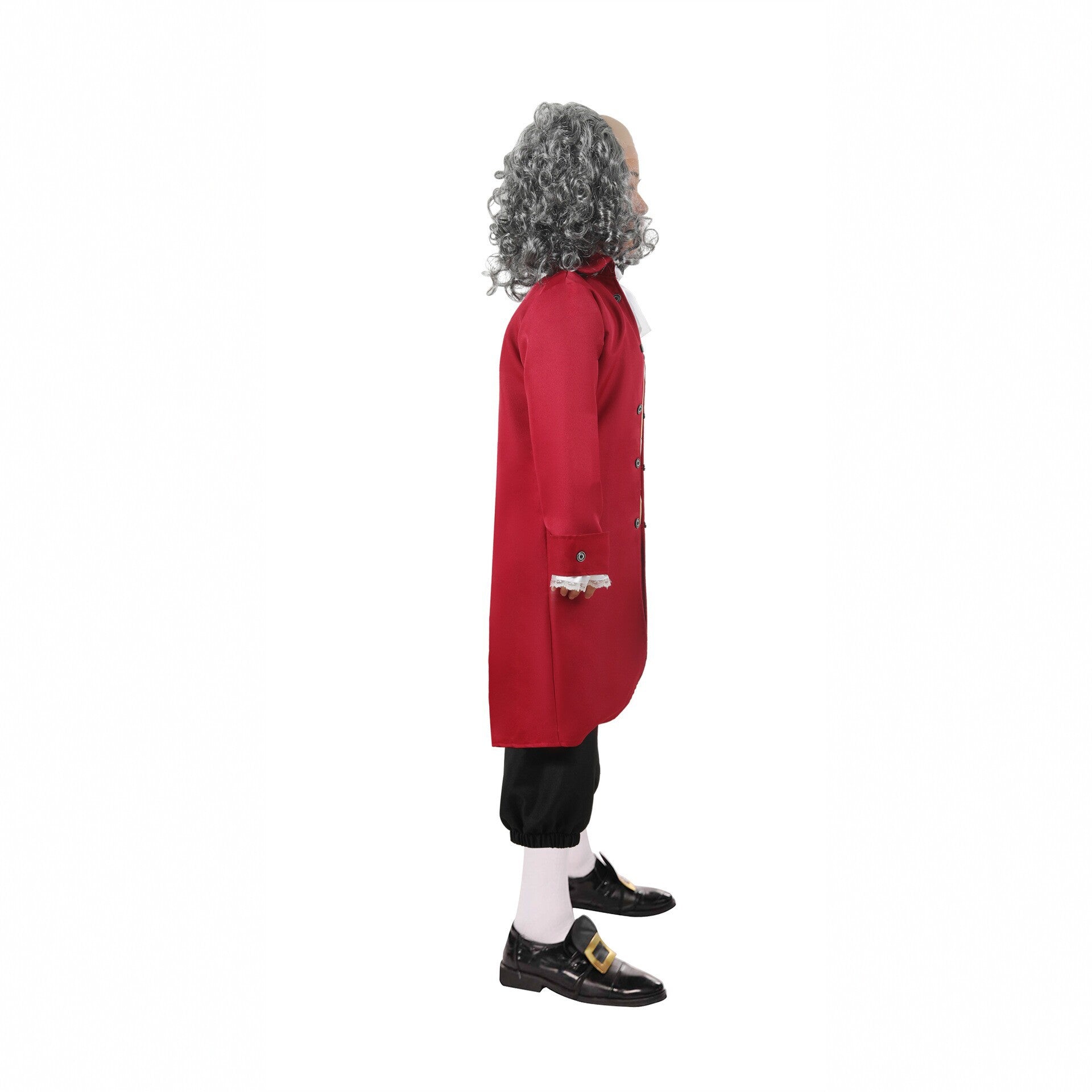 Boys July 4 Outfit Red Historical Costume with Bald Colonial Wig for USA Anniversary Celebrations