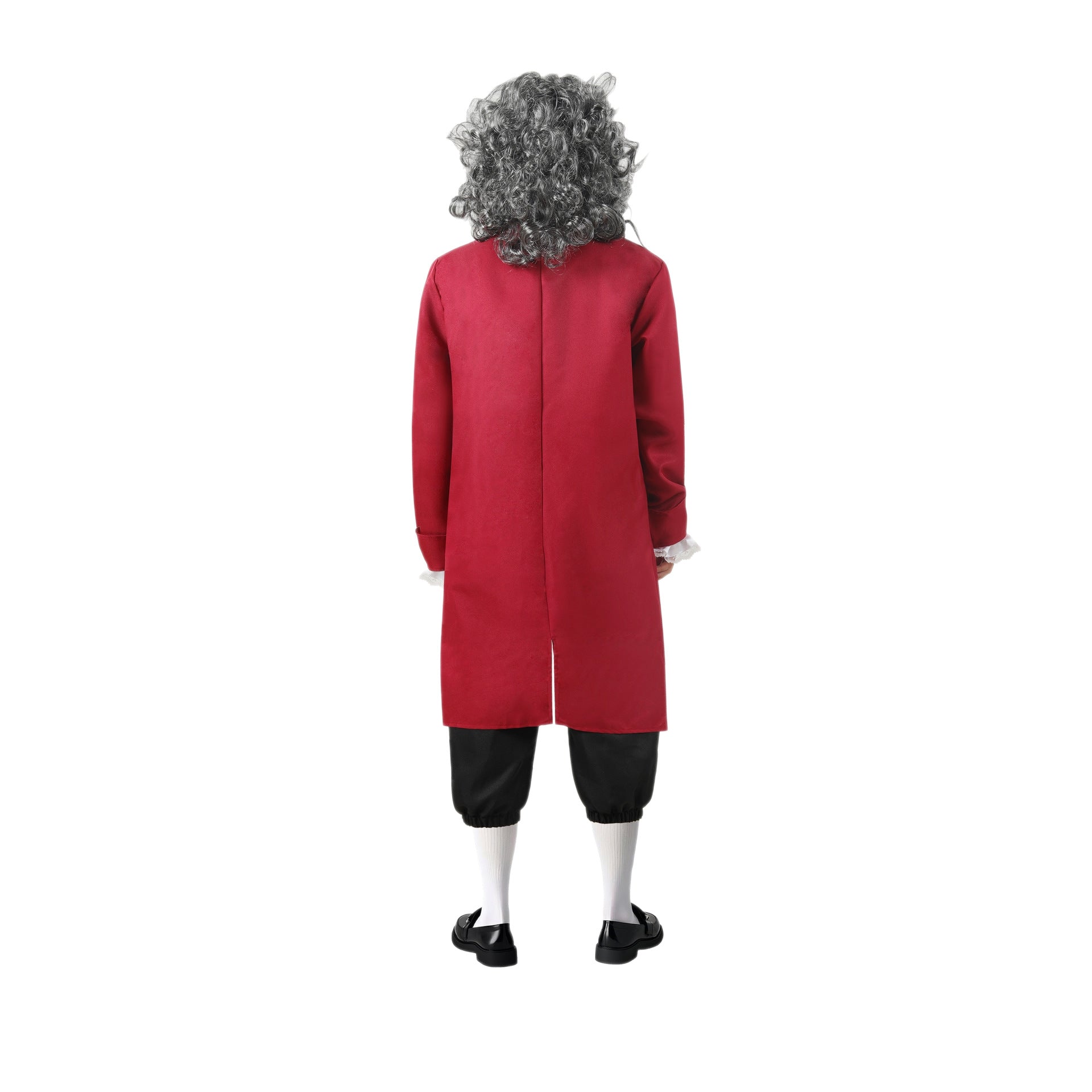 Boys July 4 Outfit Red Historical Costume with Bald Colonial Wig for USA Anniversary Celebrations