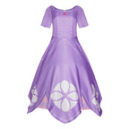 Girls Princess Purple Dress with Crown for Halloween Cosplay Birthday Party