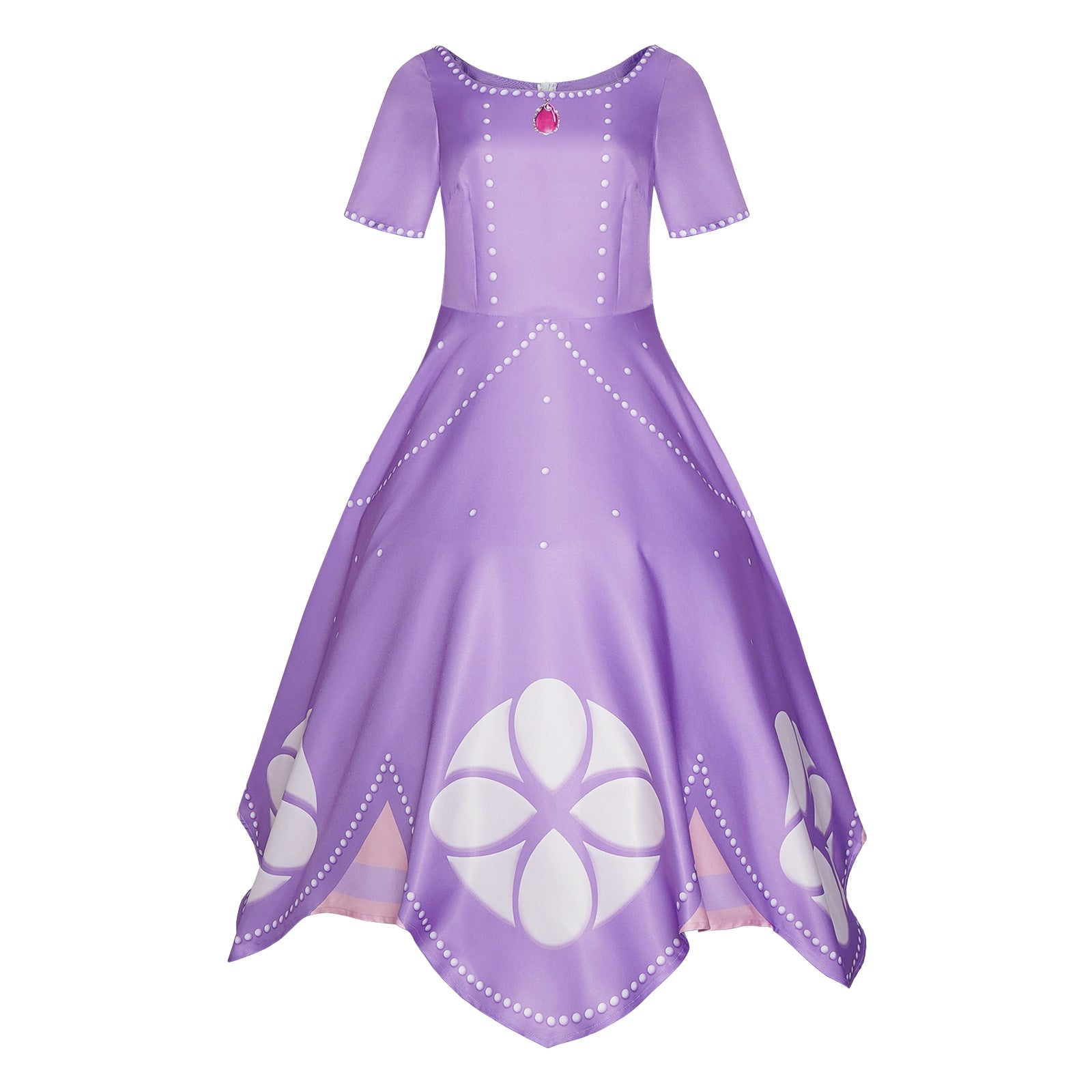 Girls Princess Purple Dress with Crown for Halloween Cosplay Birthday Party