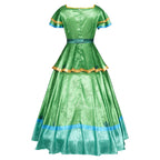 Girls Princess Camila Costume Green Double-layered Ruffled Sleeves Elegant Gown with Accessorie for Cosplays