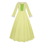 Girls Amber Princess Costume Lime Green Long Sleeve Dress with Crown and Earings for Themed Party