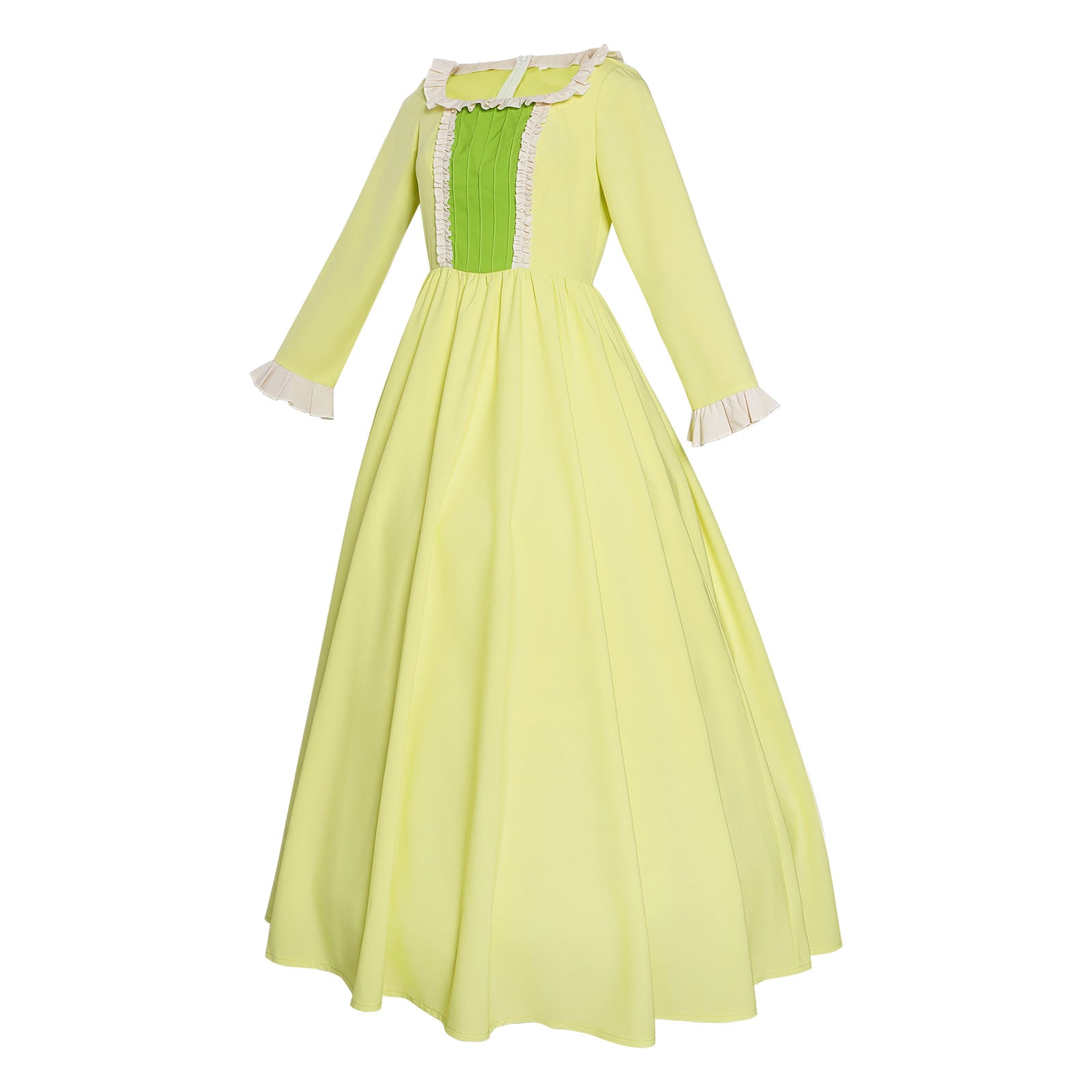 Girls Amber Princess Costume Lime Green Long Sleeve Dress with Crown and Earings for Themed Party