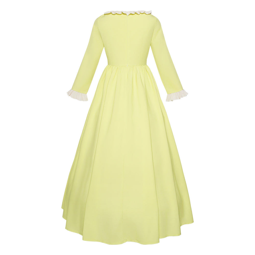 Girls Amber Princess Costume Lime Green Long Sleeve Dress with Crown and Earings for Themed Party