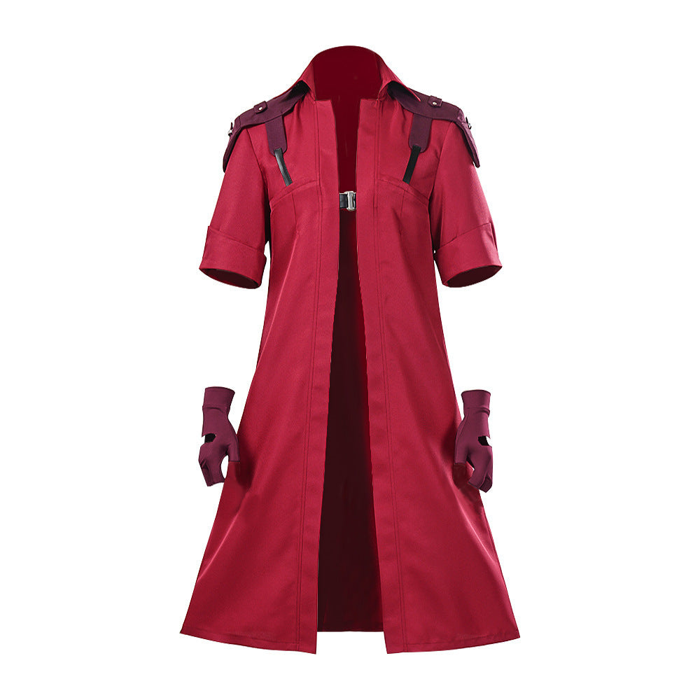 Men's Demon Hunter Costume Red Long Trench Coat with Vest Pant and Gloves for Hero Cosplay Events