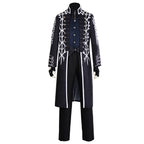 Men's Motivated Fighter Costume Black High Collar Trench Coat and Matching Pants Vest Gloves for Comic-Con Stage Performances