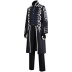 Men's Motivated Fighter Costume Black High Collar Trench Coat and Matching Pants Vest Gloves for Comic-Con Stage Performances
