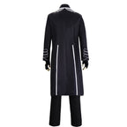 Men's Motivated Fighter Costume Black High Collar Trench Coat and Matching Pants Vest Gloves for Comic-Con Stage Performances