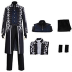 Men's Motivated Fighter Costume Black High Collar Trench Coat and Matching Pants Vest Gloves for Comic-Con Stage Performances