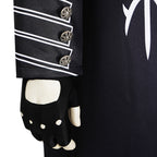 Men's Motivated Fighter Costume Black High Collar Trench Coat and Matching Pants Vest Gloves for Comic-Con Stage Performances