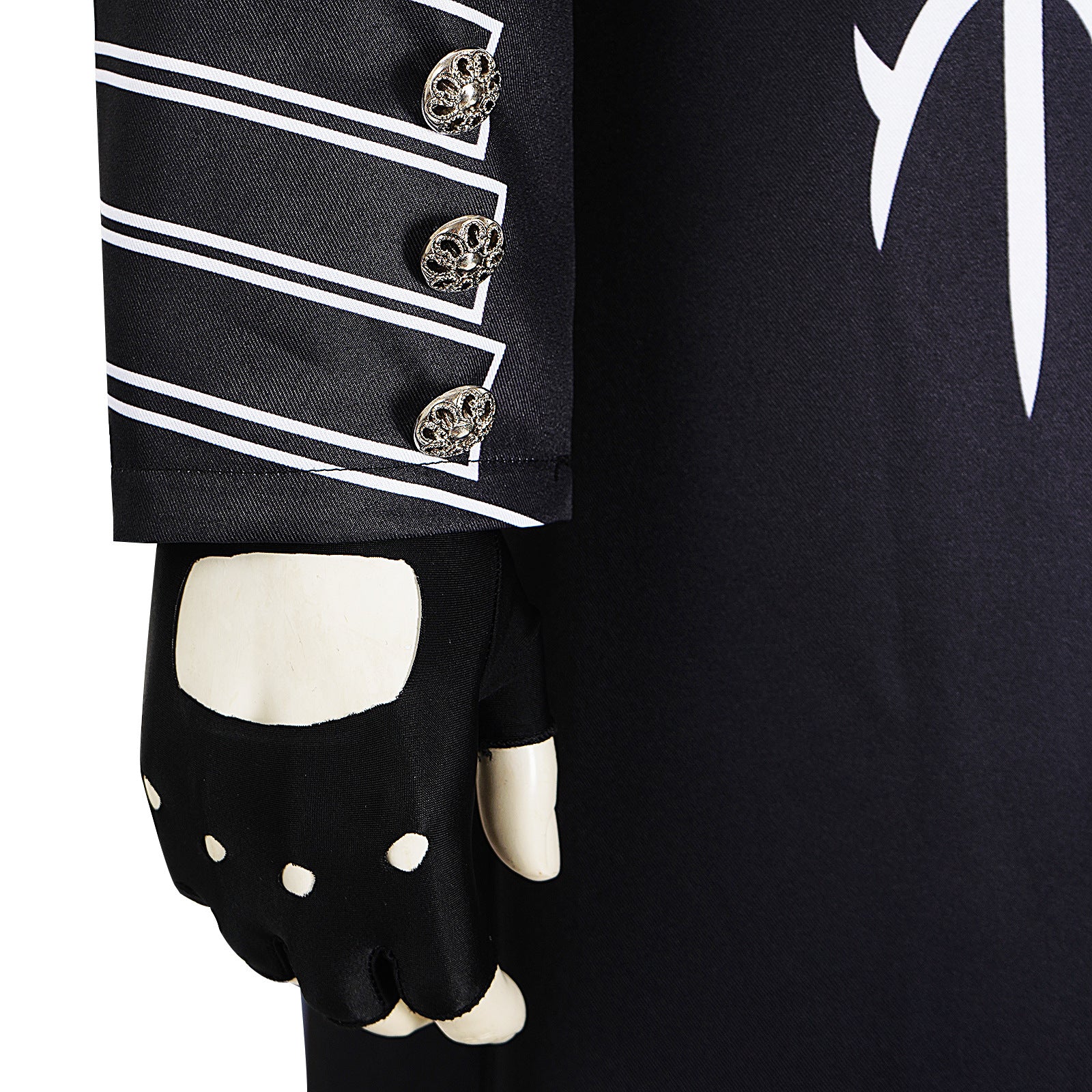 Men's Motivated Fighter Costume Black High Collar Trench Coat and Matching Pants Vest Gloves for Comic-Con Stage Performances