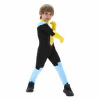 Boys Superhero Bodysuit Mark Yellow and Blue Fighter Cosplay Full Suit for Comic Con Halloween Dress Up