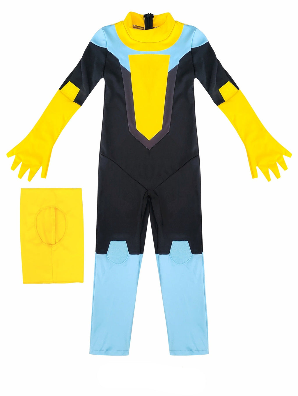 Boys Superhero Bodysuit Mark Yellow and Blue Fighter Cosplay Full Suit for Comic Con Halloween Dress Up