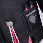 Women Nanally Costume Game Inspired Pink and Black Girls Uniform Set with Chest Cat Plush Toy for Fans Cosplay
