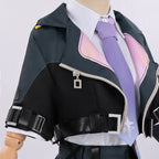 Womens NTE Zero Costume Black Cropped Jacket and Pleated Skirt Set for for Anime Expo Halloween Party