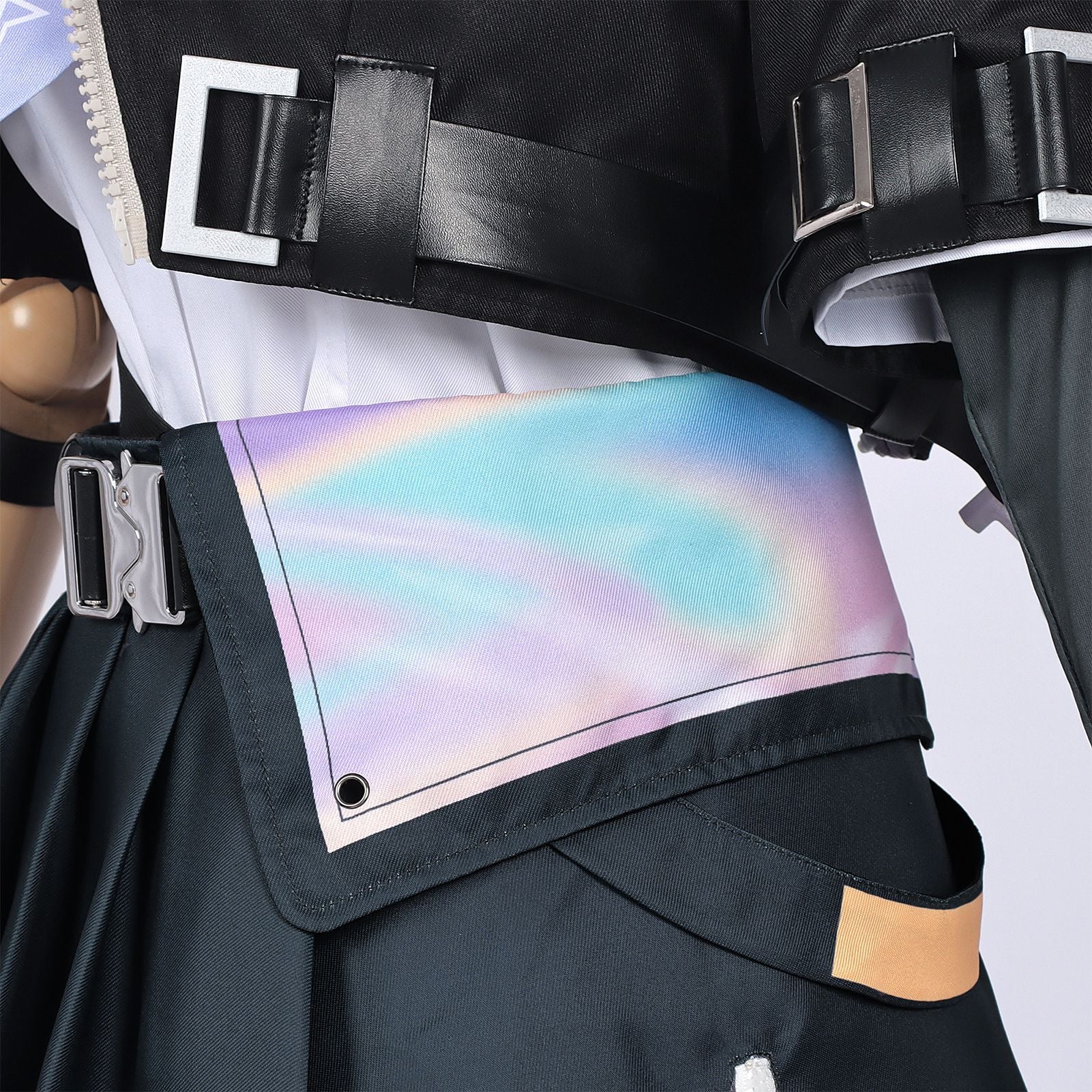 Womens NTE Zero Costume Black Cropped Jacket and Pleated Skirt Set for for Anime Expo Halloween Party