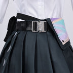 Womens NTE Zero Costume Black Cropped Jacket and Pleated Skirt Set for for Anime Expo Halloween Party