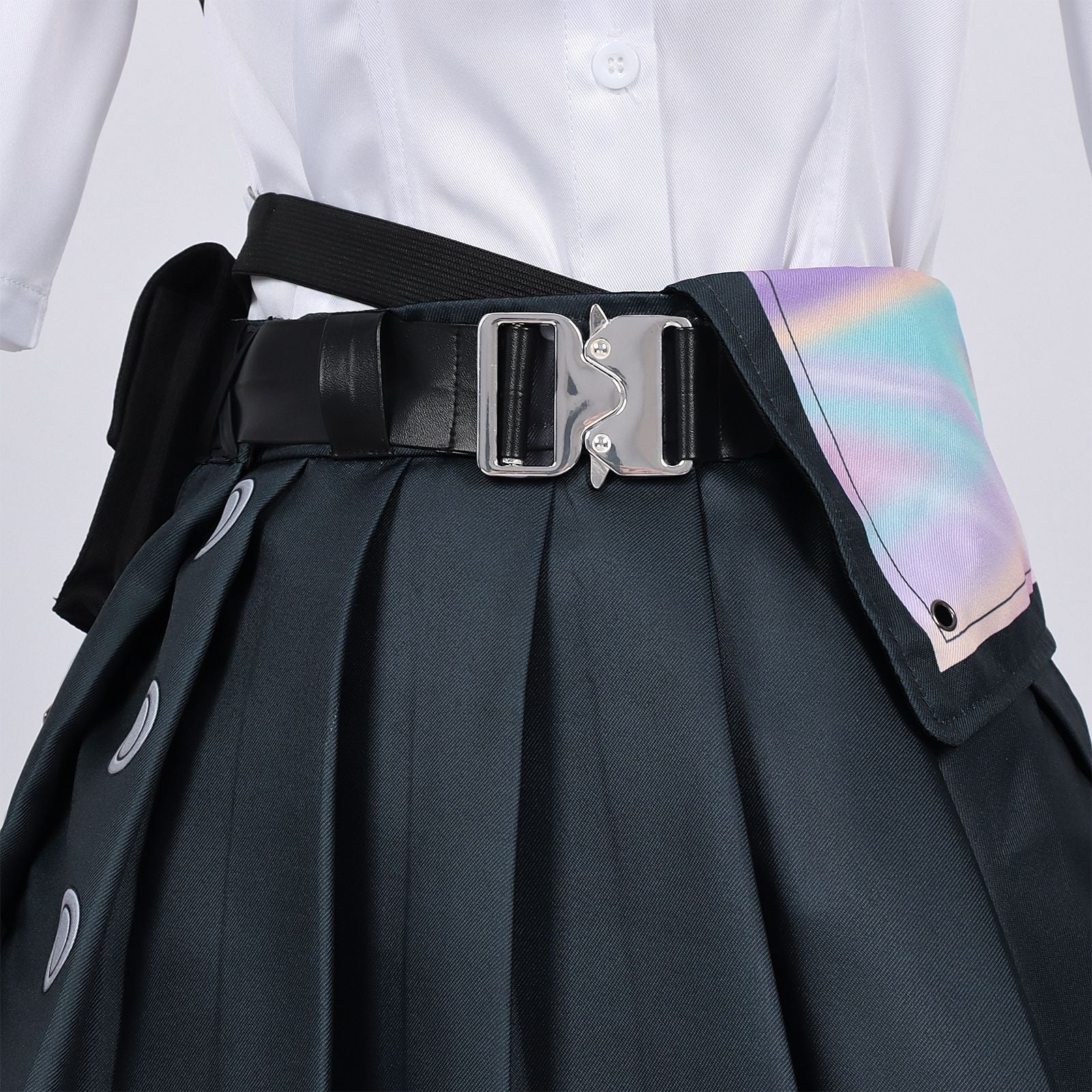 Womens NTE Zero Costume Black Cropped Jacket and Pleated Skirt Set for for Anime Expo Halloween Party