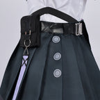 Womens NTE Zero Costume Black Cropped Jacket and Pleated Skirt Set for for Anime Expo Halloween Party