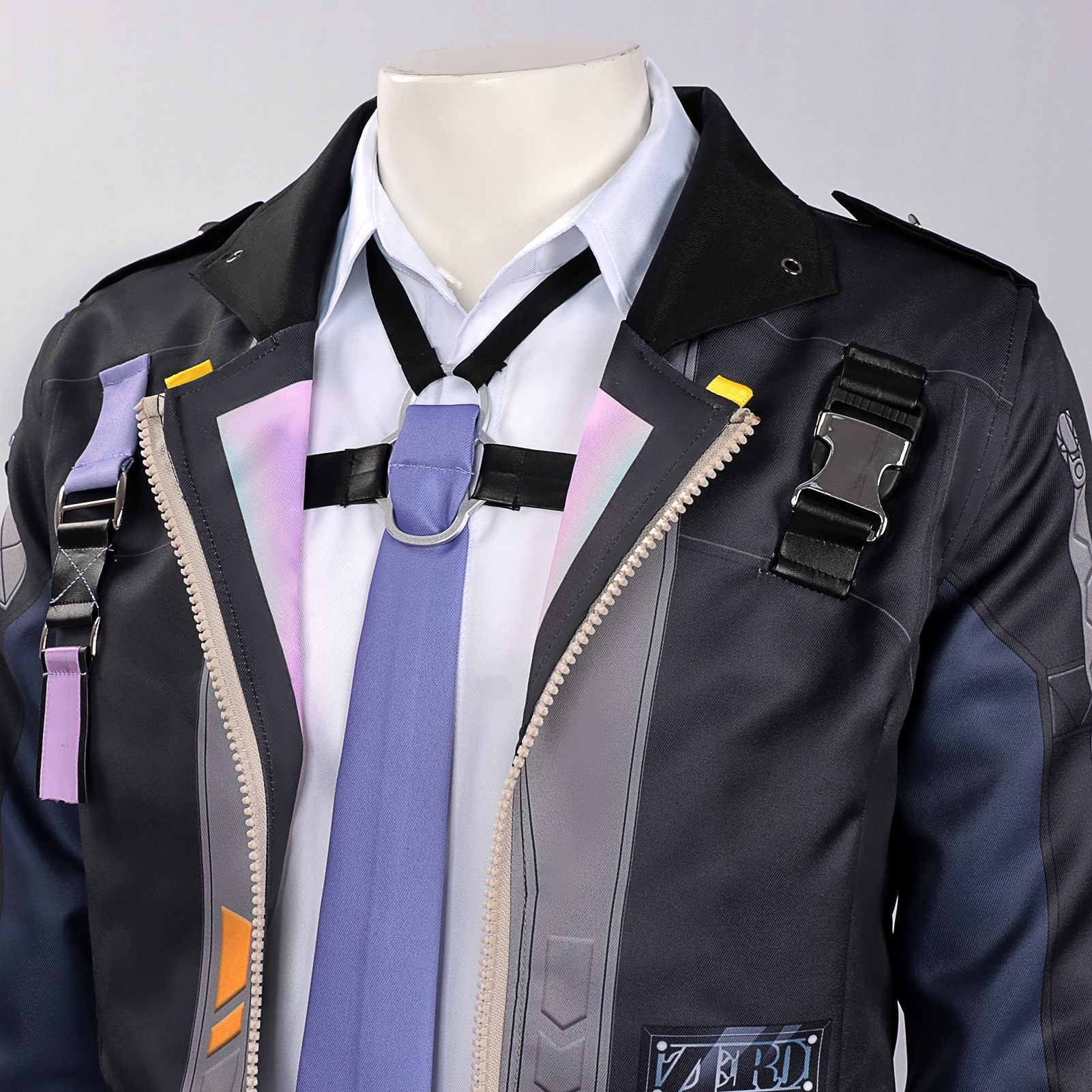 Mens NTE Zero Costume Black Cropped Jacket and Pants Cosplay Set for Dress Up Party