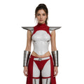 Female White and Red Superhero Uniform Alien Warrior Battle Suit for Comic Con Exhibition