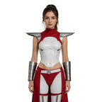 Female White and Red Superhero Uniform Alien Warrior Battle Suit for Comic Con Exhibition