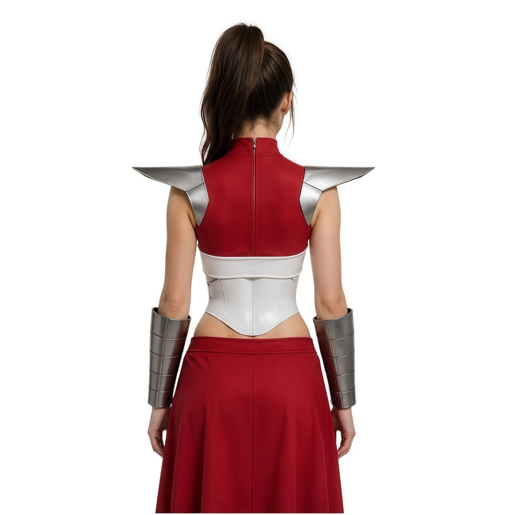 Female White and Red Superhero Uniform Alien Warrior Battle Suit for Comic Con Exhibition