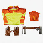 Mens Exploding Hero Costume Yellow Jumpsuit with Helmet and Accessories for Halloween Cosplay