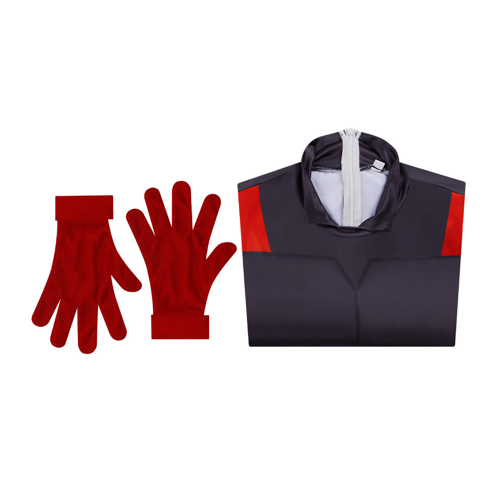 Mens Beast Warrior Costume Black Jumpsuit with Gloves Suit for Dress Up Parties