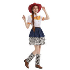 Kids Adults Cowgirl Costume White Western Toy Girl Dress with Hat Belt and Leg Warmers for Cosplay Event