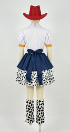 Kids Adults Cowgirl Costume White Western Toy Girl Dress with Hat Belt and Leg Warmers for Cosplay Event