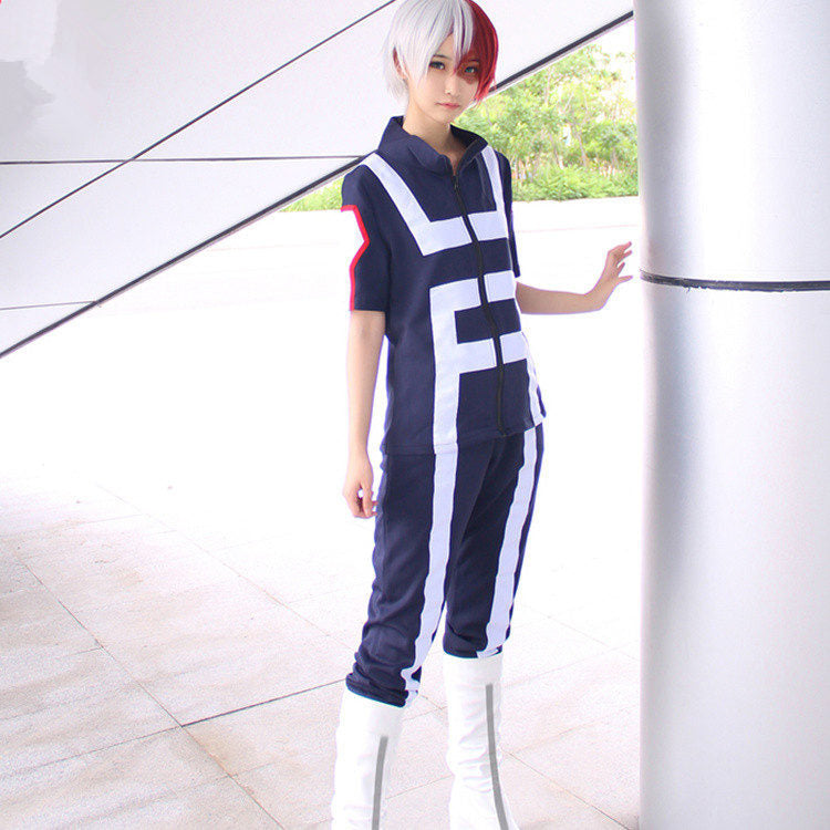 Adult Todoroki Costume High School Uniform Unisex Hero Tops Pants Sportswear for Training