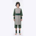 Toph Cosplay Costume Green Earthbending Suit with Hairband for Adults Kids Stage Performance