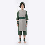 Toph Cosplay Costume Green Earthbending Suit with Hairband for Adults Kids Stage Performance