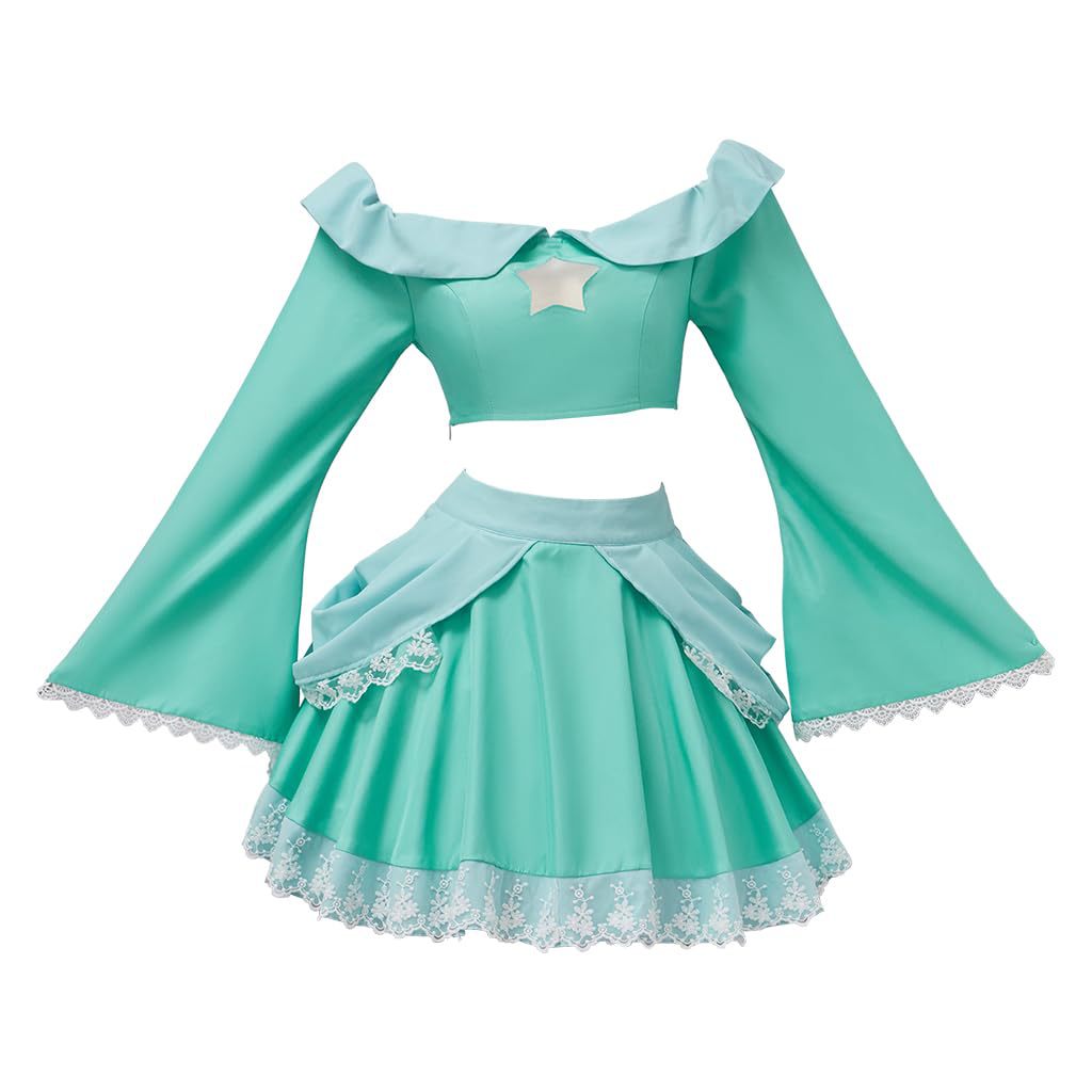 Pink Princess Costume Peach Daisy Rosalina Bowsette Crop Tops and Skirt 2pcs Suit for Girls Women Cosplay Events