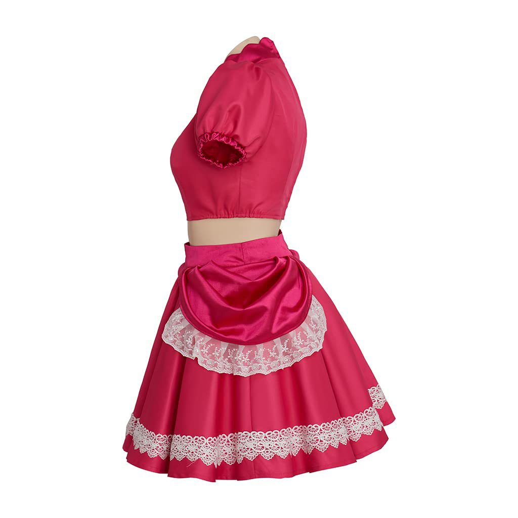 Pink Princess Costume Peach Daisy Rosalina Bowsette Crop Tops and Skirt 2pcs Suit for Girls Women Cosplay Events