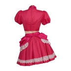 Pink Princess Costume Peach Daisy Rosalina Bowsette Crop Tops and Skirt 2pcs Suit for Girls Women Cosplay Events