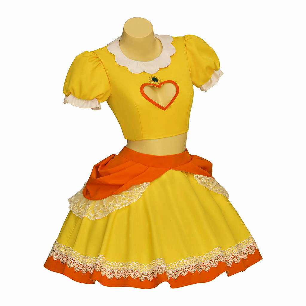 Pink Princess Costume Peach Daisy Rosalina Bowsette Crop Tops and Skirt 2pcs Suit for Girls Women Cosplay Events