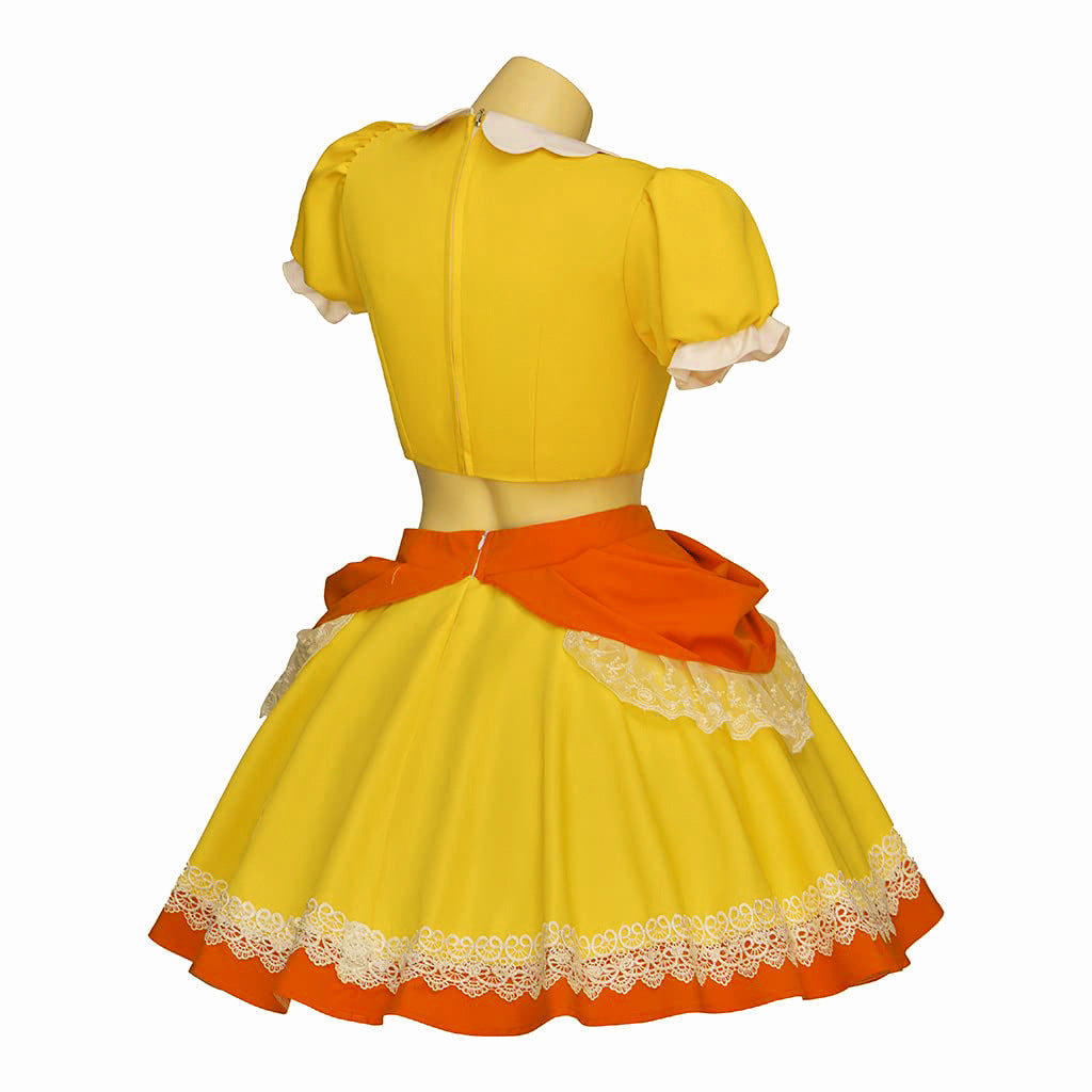 Pink Princess Costume Peach Daisy Rosalina Bowsette Crop Tops and Skirt 2pcs Suit for Girls Women Cosplay Events