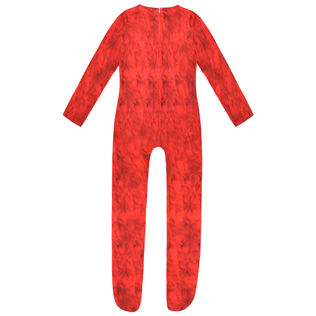 Kids Chapter 5 Red Monster Costume Horror Game Belly Mouth Jumpsuit Helmet and Gloves Set for Halloween Cosplay