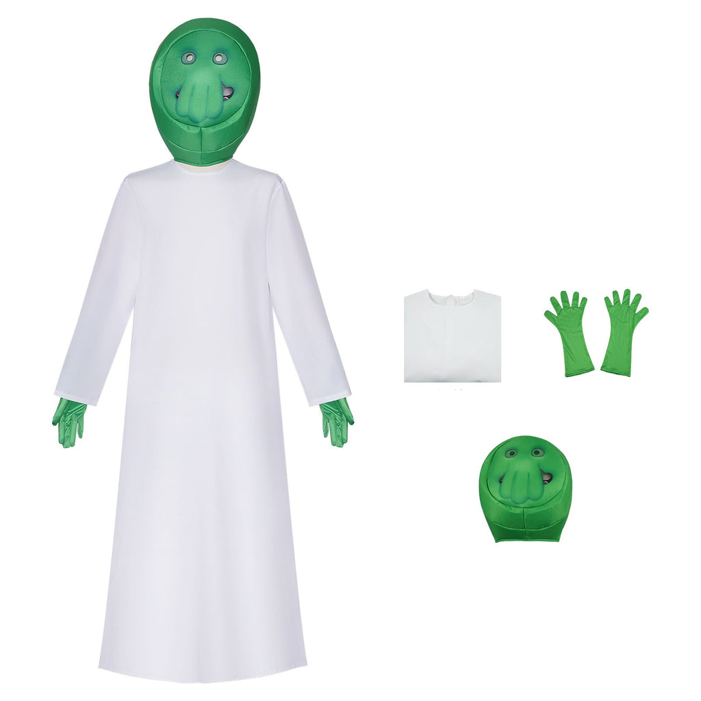 Goomi Costume Green Monster Helmet Robe and Gloves 3pcs Suit for Kids Adults Cosplay Events