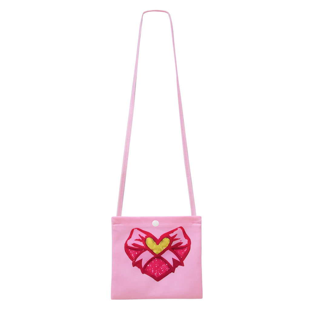 Girls Princess Pink Costume Heart Printed Dress Bag Leggings 3pcs Full Set for Halloween Party 4-12Y