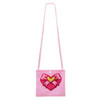Girls Princess Pink Costume Heart Printed Dress Bag Leggings 3pcs Full Set for Halloween Party 4-12Y