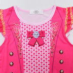 Girls Princess Pink Costume Heart Printed Dress Bag Leggings 3pcs Full Set for Halloween Party 4-12Y