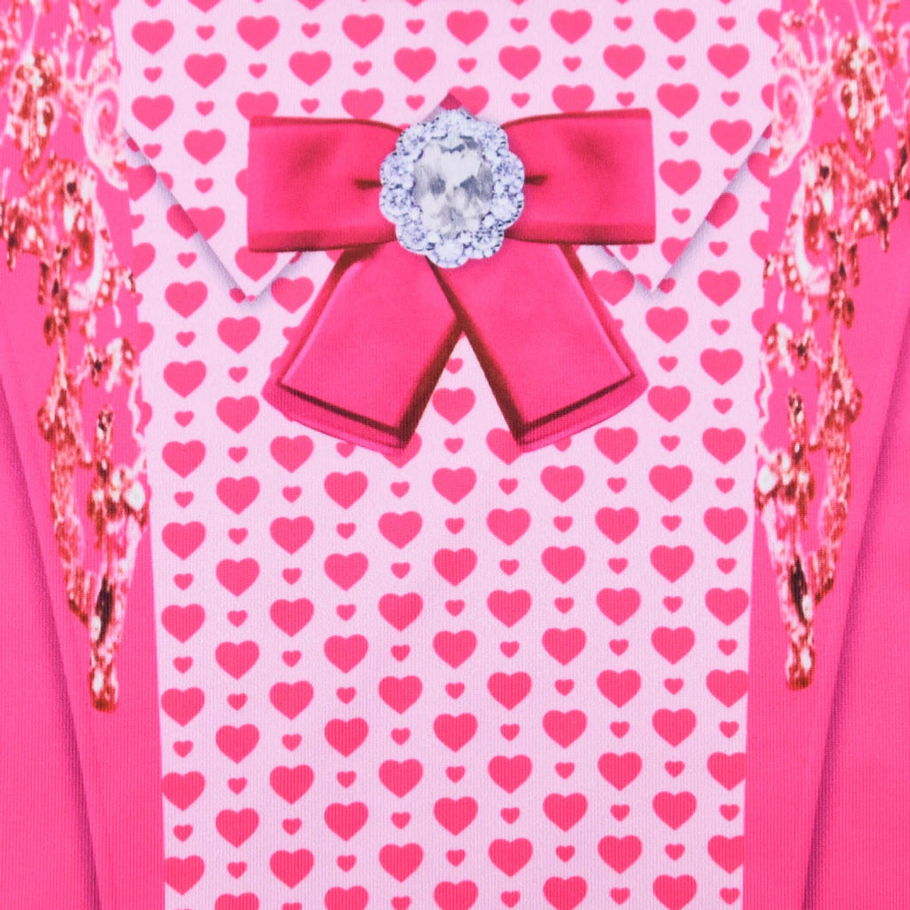 Girls Princess Pink Costume Heart Printed Dress Bag Leggings 3pcs Full Set for Halloween Party 4-12Y