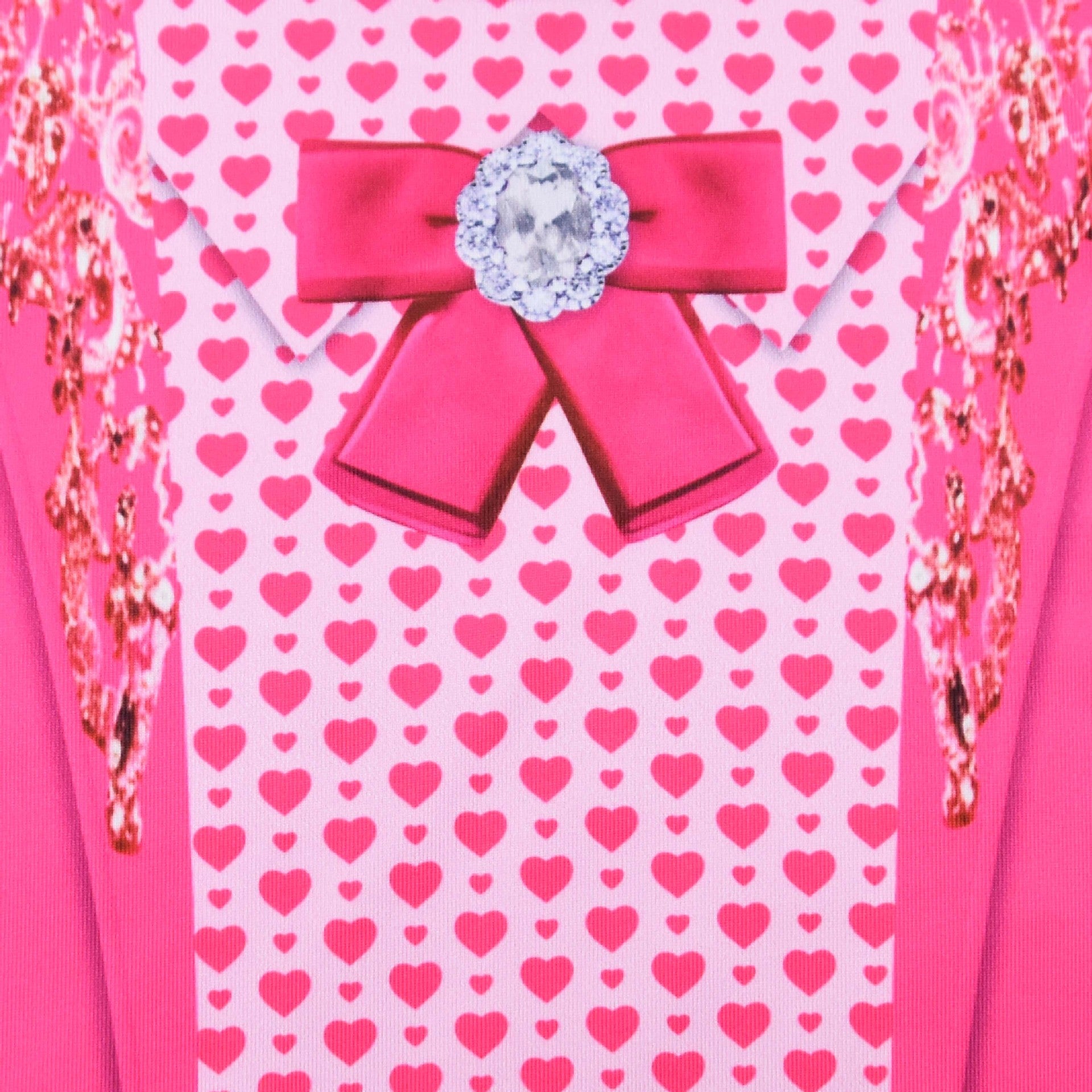 Girls Princess Pink Costume Heart Printed Dress Bag Leggings 3pcs Full Set for Halloween Party 4-12Y
