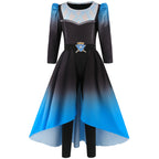 Girls Princess Chloe Costume Wicked Blue and Black Split Dress Leggings 2pcs Set for Cosplay Event