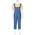 Women Striped Shirt and Denim Overalls Adult Animated Movie Youngest Sister Costume for Halloween