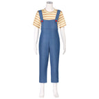 Women Striped Shirt and Denim Overalls Adult Animated Movie Youngest Sister Costume for Halloween